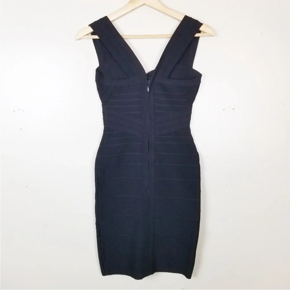 HERVE LEGER Y2K Sweetheart Neck Black Bandage Mini Bodycon Dress Sleeveless S - Picture 4 of 11